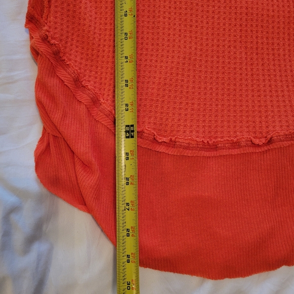 Free People Catalina Orange Thermal Oversized Waffle Knit Top Size S - Picture 6 of 12